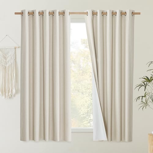 Natural Blackout Curtains for Kitchen 52" Wide x 63" Long 2 Panels (62"W x 63"L (Pack of 2) / Natural)