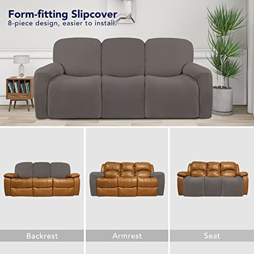 Super Stretch 3 Seats Recliner Sofa Couch Cover with Pocket (Large Recliner Sofa / Taupe)