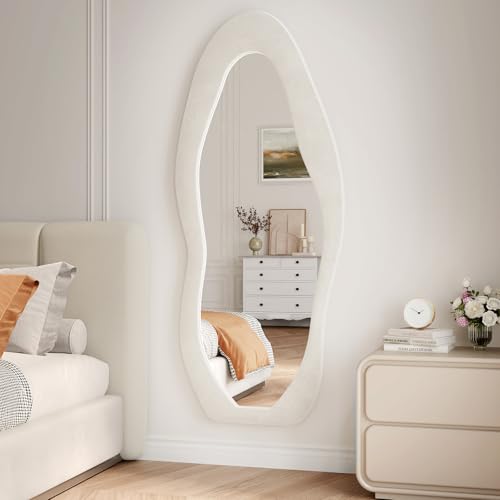 Wall Mirror 56"x24" (Irregular-beige / 56"L x 24"W)
