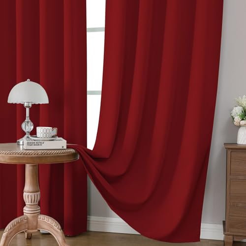 Red Blackout Curtains 54 inch Length 2 Panels Set (Red / 52"W x 54"L (Pack of 2))