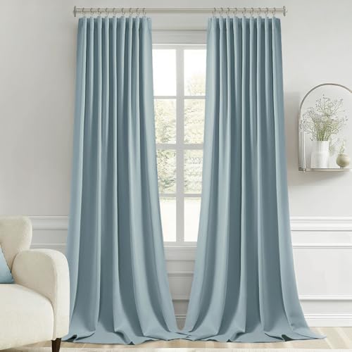 Slate Blue Back Tab Blackout Curtains 52x120 Inch Long 2 Panels Set (Slate Blue / 52"W x 120"L (Pack of 2))