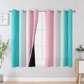 Pink and Teal Ombre Blackout Curtains for Bedroom 45 Inch (Pink and Teal / 52"W x 45"L (Pack of 2))