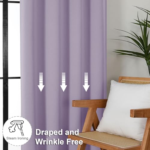 Ava Lilac Blackout Curtains for Bedroom 63 Inch Length 2 Panels Set (Lilac / 40"W x 63"L (Pack of 2))