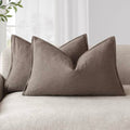 Decorative Linen Lumbar Throw Pillow Covers 12x20 Light Coffee (20" x 12" (Pack of 2) / Malt Ball)