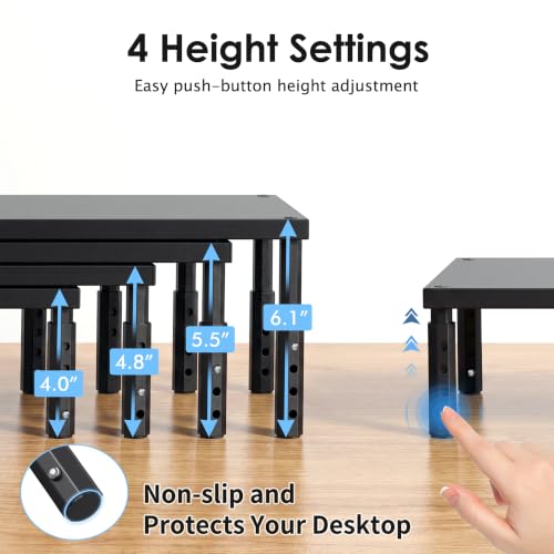 Adjustable Monitor Stand Riser for Desk (Black / 1-tier)