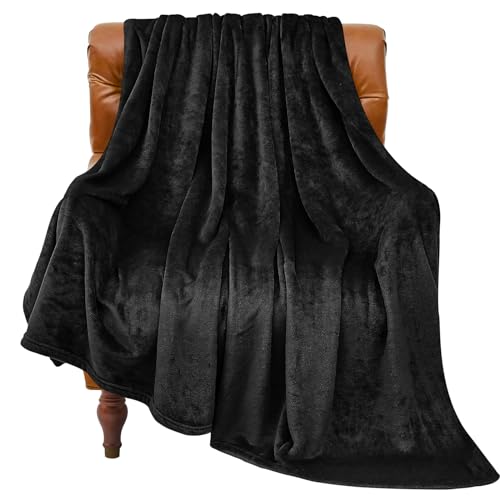 Fleece Blanket Soft Plush Twin Size Blanket Black 60"x80" (Black / Twin(60"x80"))