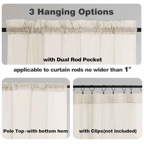 Cream Extra Long Sheer Curtains 108 Inches Long 2 Panels (Cream / 42"W x 108"L (Pack of 2))
