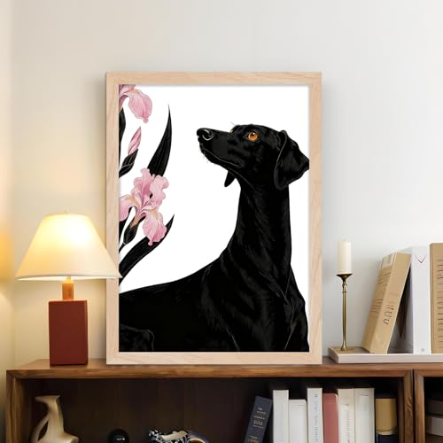 Leaf&Lre Framed Dog Wall Art Canvas Print (Dogs and Iris / 12x16Inch)