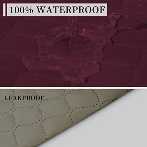 Double Protection 100% Waterproof Chair Sofa Covers for Living Room (Wine/Beige / Chair Small)