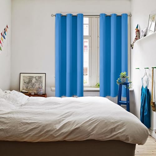 Classic Blue Blackout Curtains for Bedroom 63 Inch Long (Classic Blue / 42"W x 63"L (Pack of 2))