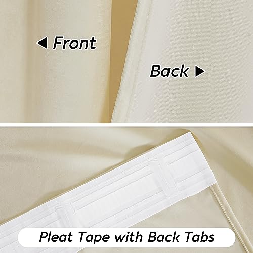 Velvet Curtains 102 inches Long (Beige / 52"W x 102"L (Pack of 2))