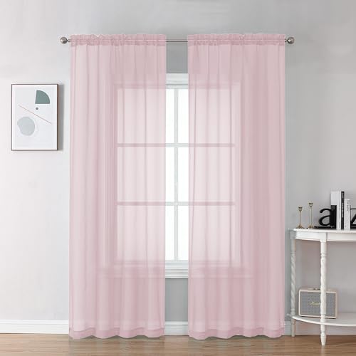 Blush Pink Sheer Curtains 78 Inches Long 2 Panels Set for Living Room (Blush Pink / 42"W x 78"L (Pack of 2))