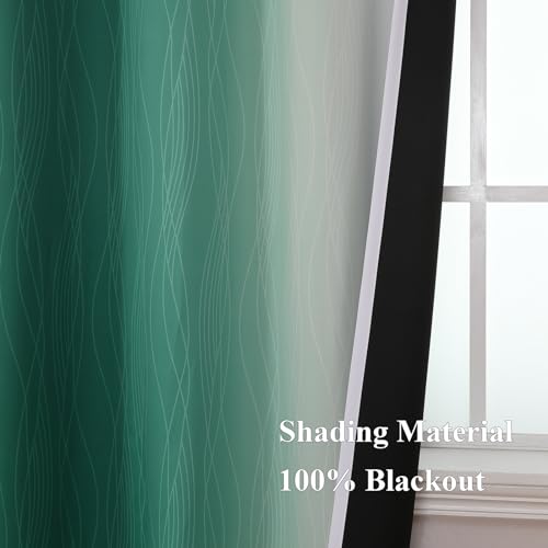 Green and Greyish White Blackout Curtains 52Wx96L 2 Panels (Green and Greyish White / 52"W x 96"L (Pack of 2))