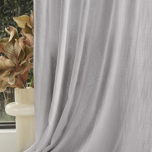 90 Inch Farmhouse Curtains for Living Room (50"W x 90"L (Pack of 2) / Light Grey)