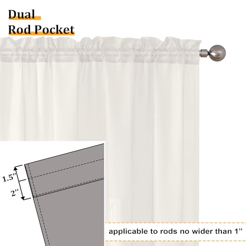 Modern Sheer Window Curtains (40"W x 96"L (Pack of 2) / Ivory)
