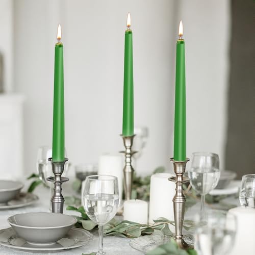 0.87×10 Inch Green Taper Candles (Dark Green)