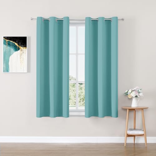 Blackout Curtains for Bedroom and Living Room 40 Inches Long (29"W x 40"L (Pack of 2) / Aqua)