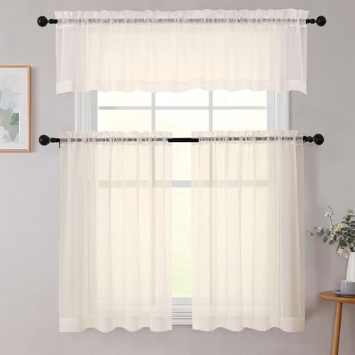 Cafe Curtains 36 Inch Length Tier 2 Pieces (Cream / 42"W x 36"L (Pack of 2))