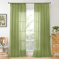 Olive Green Linen Curtains for Living Room 84 Inch Length (Green / 52"W x 84"L (Pack of 2))