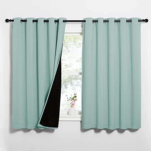 Aqua Blue 100% Blackout Lined Curtains (Aqua Blue / 62"W x 63"L (Pack of 2))