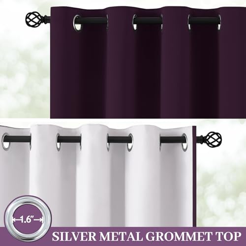 Dark Purple 100% Blackout Curtains 84 Inches Long 50" Wide 2 Panels (50"W x 84"L (Pack of 2) / Dark Purple With White Backing)