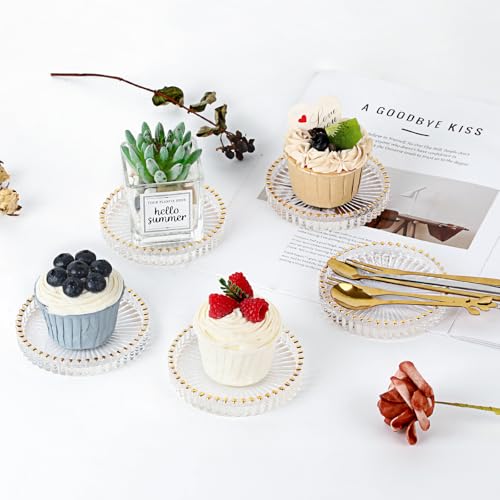Set of 5 Modern Clear Coaster (Clear With Gold Rim)