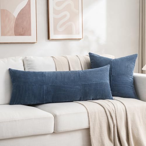 2 Packs Dusty Blue Decorative Throw Pillow Covers 22x22 Inch for Living Room Couch Bed Sofa (Dusty Blue / 22" x 22" (Pack of 2))
