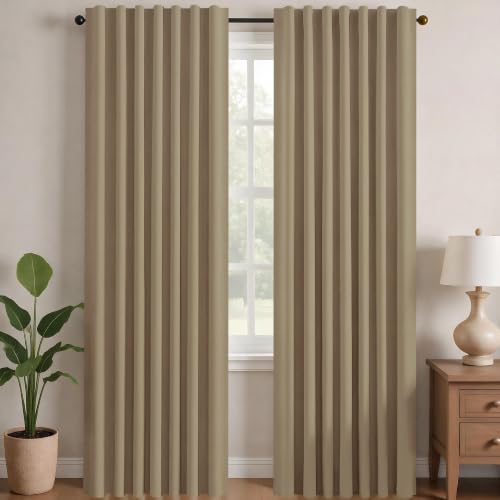 Blackout Curtains for Bedroom (Khaki / 52"W x 72"L (Pack of 2))