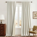 Cream White Linen Blackout Curtains (Z - Cream / 52"W x 96"L (Pack of 2))