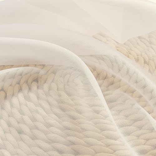 Cream Sheer Curtains 108 Inches Long 2 Panels (Cream / 42"W x 108"L (Pack of 2))