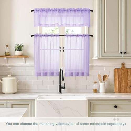 Valances for Windows 14 inch Length 2 Panels (42"W x 14"L (Pack of 2) / Lavender)