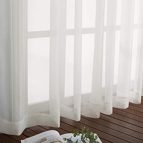 Sheer Window Curtains 72 inches Long (Beige / 54"W x 72"L (Pack of 2))