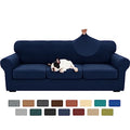4 Piece Stretch X (91"-110"(3 Cushions) / Navy Blue)