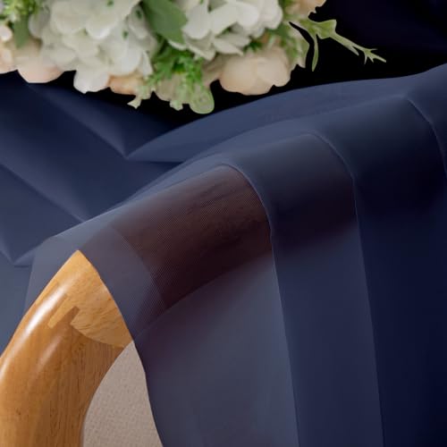 Sheer Navy Blue Curtains 84 inch Length 2 Panels Set (40"W x 84"L (Pack of 2) / Navy Blue)
