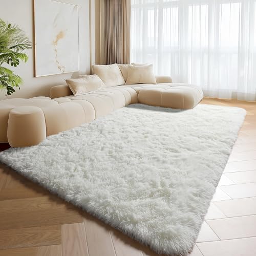 Cream White Rugs for Living Room Bedroom (Cream White / 5' x 8' (Rectangular))