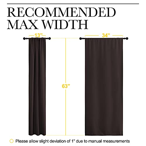 Bedroom Curtains Thermal Insulated (Toffee Brown / 34"W x 63"L (Pack of 2))