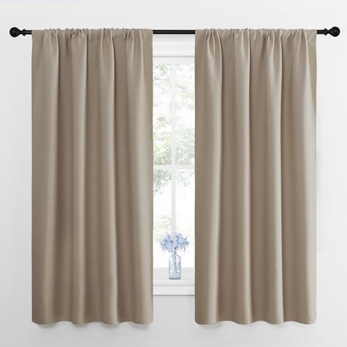 2 Panels Blackout Curtains (Soft Taupe / 42"W x 63"L (Pack of 2))