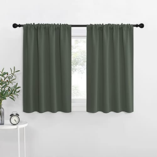 Bedroom Curtains Blackout Draperies (Dark Mallard / 29"W x 50"L (Pack of 2))