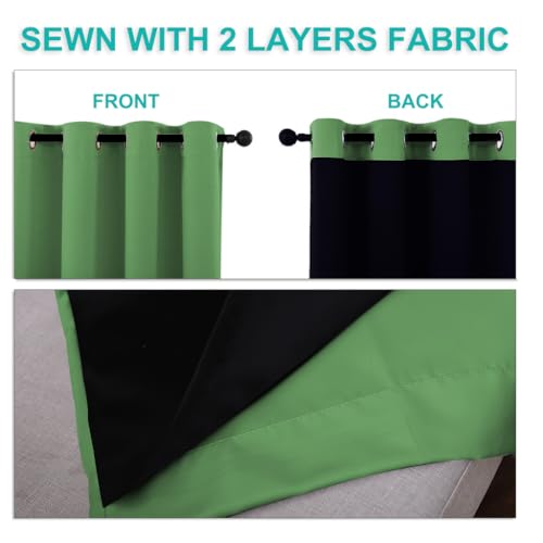 100% Blackout Curtains for Windows (Forest Green / 52"W x 108"L (Pack of 2))