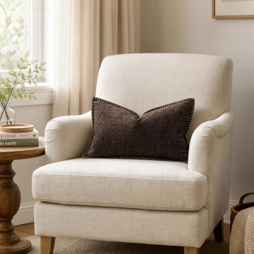 Decorative Lumbar Throw Pillow Covers 12x20 Inch Dark Brown 2 Pack (Reddish Brown / 20" x 12" (Pack of 2))