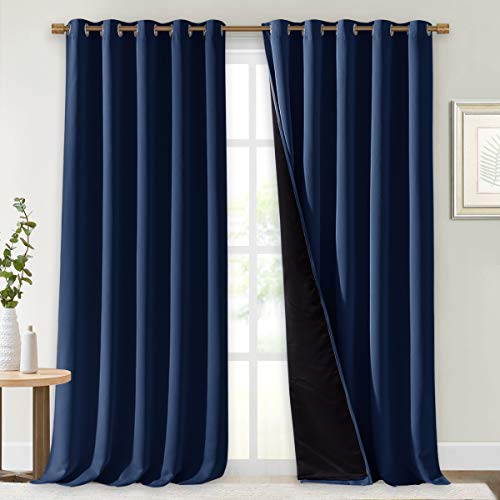 100% Blackout Curtains 108 inches Long (Navy / 70"W x 108"L (Pack of 2))