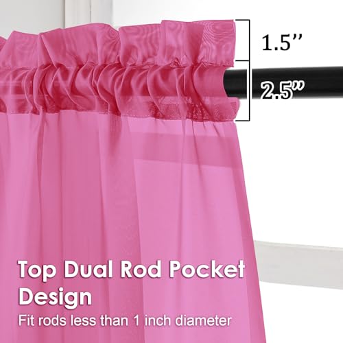 Sheer Curtains 84 Inches Long 2 Panels Set (Hot Pink / 42"W x 84"L (Pack of 2))