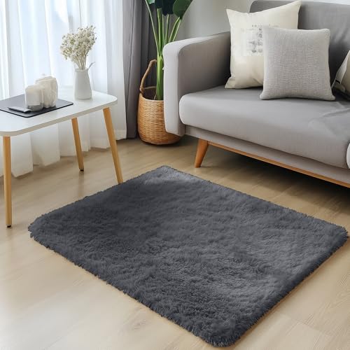 3x3 Machine Washable Small Bedside Rug (3x3 Ft Square / Grey)