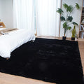 Black 8x10 Area Rug Fluffy Faux Rabbit Fur Rug Black Plush Shag Rug for Living Room Bedroom (Black / 8x10Ft)