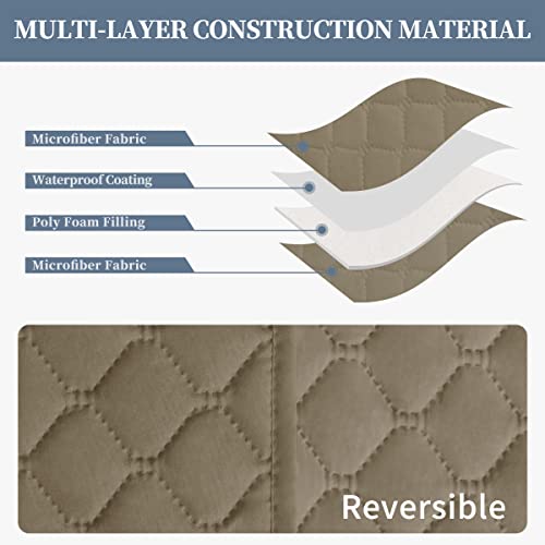 Double Protection 100% Waterproof Sofa Covers for Living Room (Beige/Beige / Sofa Large)