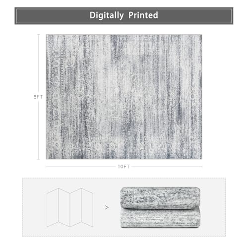 8x10 Washable Area Rugs for Living Room (8' x 10' (Rectangular) / Grey-cream)