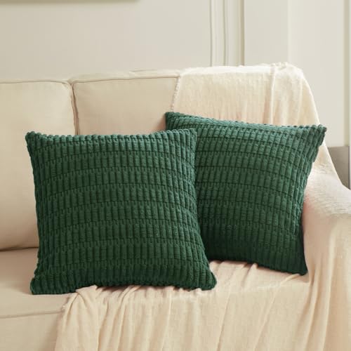 4 Packs Decorative Throw Pillow Covers for Living Room Couch Bed (22" x 22" (Pack of 4) / Dark Green)