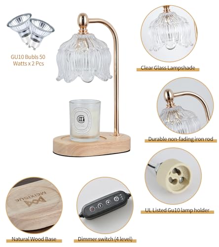 Candle Warmer Lamp with Timer and Dimmer (Gold ‎flower)