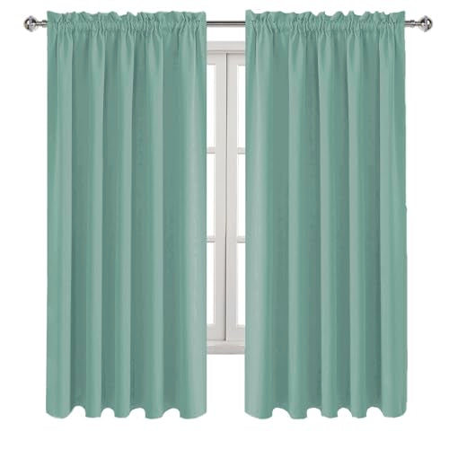 Wide Blackout Curtains for Bedroom 60 x 63 Inch Long Sage Green (Sage Green / 60"W x 63"L (Pack of 2))
