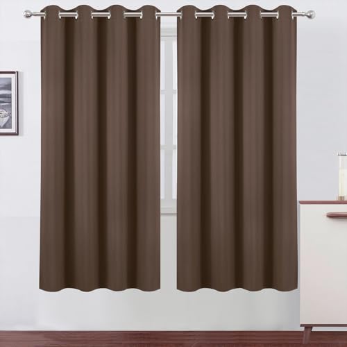 Blackout Curtains 66 x 72 Inch Long Chocolate Curtains Set of 2 Panels Room Darkening Curtains for Bedroom and Living Room (Chocolate Brown / 66"W x 72"L (Pack of 2))